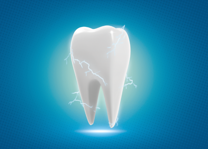 Sensitive tooth with lightening bolts