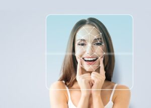 smile shown with connecting dots on the face